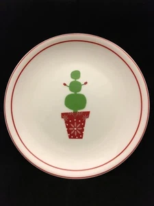 Starbucks Coffee 2006 Christmas Holiday Snowman Topiary 6" Dessert Plate Red - Picture 1 of 2