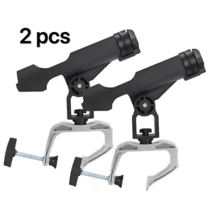 2 pcs Fishing Boat Rod pole Holder with 360 Degree Adjustable Large C-Clamp - Picture 1 of 7