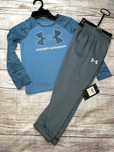 Under Armour Size 4 Blue Gray Long Sleeve Outfit Set NEW - Picture 1 of 1