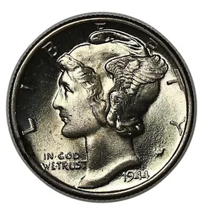 1944-D Mercury Dime Superb Gem BU++ FSB Full Split Bands - Picture 1 of 2