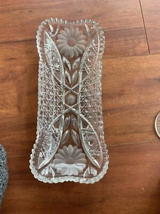 Brilliant Cut Glass Bread Tray. 12” By 6” Cosmos Flower - Picture 1 of 5