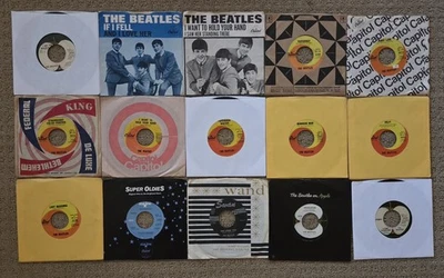 Lot of 18 Beatles vinyl records 7 inch singles Foto 1 de 4