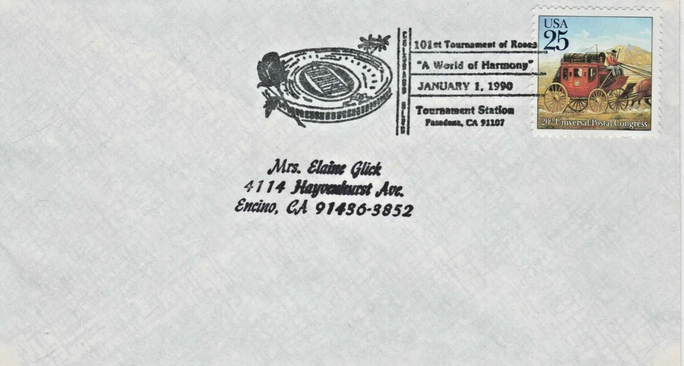 101 st. Tournment of Roses "A World of Harmony" Jan. 1, 1990 Tournament Station - Image 1 of 1