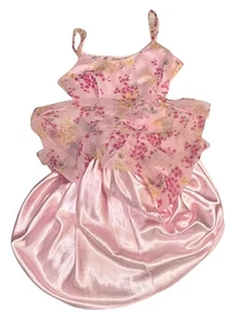 LORD & TAYLOR Nachthemd rosa Blumen glänzend Satin transparent gefüttert M neu aus altem Lagerbestand - Bild 1 von 16