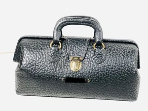 Antique Eli Lilly Black Pebbled Leather MD Doctor Bag Medical Vintage Travel USA - Picture 1 of 12