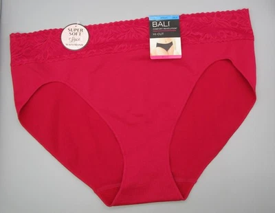 BALI~2XL 9~DFMLHC~Red Comfort Revolution Seamless Lace Trim Hi-Cut - Image 1 of 4