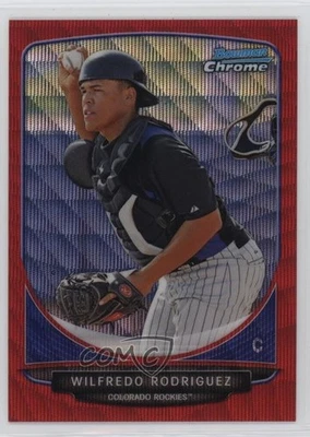 2013 Bowman Chrome Wrapper Redemption Red Wave Refractor /25 Wilfredo Rodriguez - Image 1 of 2