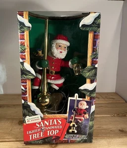 Luz superior de árbol animada iluminada Mr Christmas Santas 1994 vintage pero sin movimiento - Imagen 1 de 11