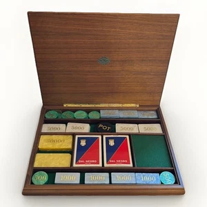 Rare Vintage Dal Negro Poker Chips Gaming Set Hand Made Box Italian Unused - Picture 1 of 11