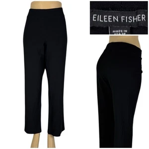 Eileen Fisher Damen XL Hose schwarz Viskose Nylon Stretch Freizeit Pull-On gebraucht, in einwandfreiem Zustand - Bild 1 von 9