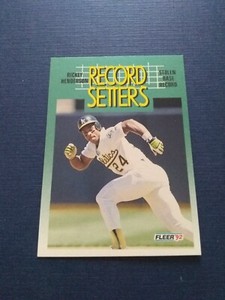 1992 Fleer Baseball Rickey Henderson Record Setter #681 HOF Set Break NM-MT