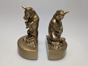 Bull and Bear brass bookends by PM Craftsman #168B - Picture 1 of 4