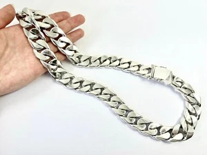 Collar de cadena Taxco, mexicano de plata esterlina 925 cubano/curb/kihei. 645 g, 26" - Imagen 1 de 12