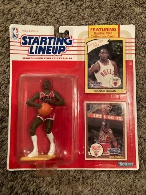 KENNER STARTING LINEUP FIGURE FACTORY SEALED 1990 MICHAEL JORDAN WITH CARDS!!! - Image 1 of 4