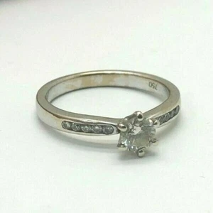 18K WHITE GOLD, GENUINE 0.50CT DIAMOND LADIES RING SIZE N - 18CT 750 - Picture 1 of 5