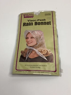 Vintage Venida Visor-Peak Rain Bonnet Women's Size XL Clear Black Trim Rare HTF - Image 1 of 2