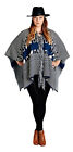 Velezra Womens Aztec Tribal Warm Heavy Chic Poncho Cardigan Wrap Jacket Sweater
