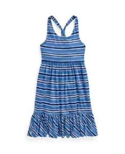 Polo Ralph Lauren Striped Jersey Dress Big Girls L (12-14) Blue Multi Pullover - Picture 1 of 15