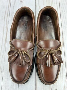 Sebago Tassel Boat Shoes Casual Loafers Kilties Slip On Brown Leather Mens Sz 9 - Picture 1 of 10
