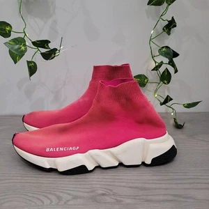 BALENCIAGA Speed Trainer High Cut Socks Sneakers Shoes Casual Pink White Size 39 - Picture 1 of 18
