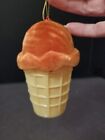 Vintage Flocked Red Icecream Cone Cake cone Plastic Christmas Ornament Faded ...