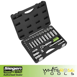 Siegen Extending Ratchet Socket Set 3/8"Sq Drive Hand Tools 34pc - Picture 1 of 11