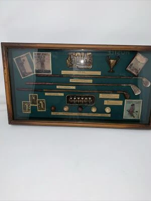 Vitrina de sombra de historia de golf con marco de madera collage de pared Bobby Jones Foto 1 de 4