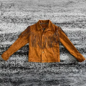 Men's Western Fringe Suede Leather jacket, Vintage Cowhide jacket with fringe - Picture 1 of 5