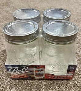 Tarros enlatados Ball Mason edición ESTRELLAS Y RAYAS pinta bucal regular 16 oz paquete de 4 - Imagen 1 de 3