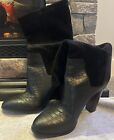Vince Italy Women's Boot Sz 7.5 Above Ankle Block Heel Pull On Black Leather