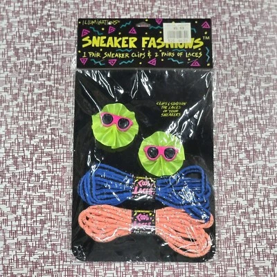 De colección NOS 1990 Illuminations Cool Zapatos Cordones Rosa Azul Clips Tenis Moda Foto 1 de 4
