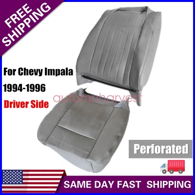 Capa de assento de couro perfurada cinza substituição para motorista Chevy Impala 1994-1996 - Imagem 1 de 4