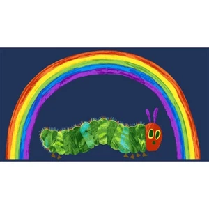 The Very Hungry Caterpillar Rainbow Blue Panel 100% Cotton Fabric Makower - Picture 1 of 1