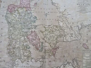 Kingdom of Denmark Copenhagen Sjaelland Fyn c. 1800 Bowles & Carver large map - Picture 1 of 5