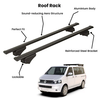 2 piezas barras transversales negras para furgoneta VOLKSWAGEN T5 CARAVELLE 2003-2015 Foto 1 de 4