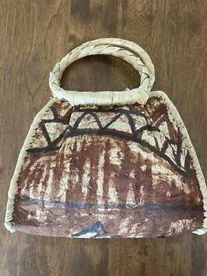 "Bolso de mano vintage Balik tejido de paja marrón cartera bolsillo 10"" X 8""" Foto 1 de 4