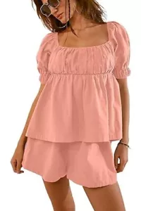 NWT Women's Pink 2 piece Short Set SZ M - Picture 1 of 7
