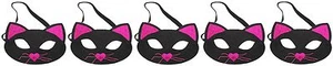 Zest 5 Sparkly Cat Masks Halloween Party Black & Hot Pink - Picture 1 of 2