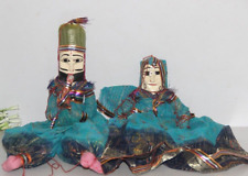 Rajasthani Vintage Hand Crafted Wooden Head & Blue Cloth Men & Woman Puppet Toy