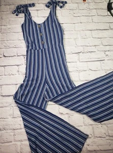 Arizona Jean Co Jrs Size XS Jumpsuit Blue Stripe - Picture 1 of 4