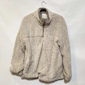 Altar'd State Damen Large 1/4 Reißverschluss Faux Sherpa Fleece Pullover Jacke hellbraun beige - Bild 1 von 12