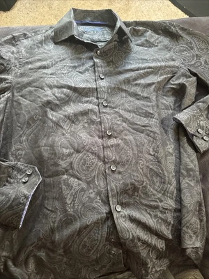 Camisa de vestir Tasso Elba negra cachemira para hombre con botones pequeña 100 % algodón Foto 1 de 4