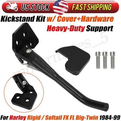 Kickstand Kit For 1984-1999 Softail Rigid Fx Fl Harley Big-Twin Holder Support Foto 1 de 4