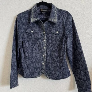 Christine Alexander Damen Blues Print Swarovski Bling Jacke Blazer Gr. M - Bild 1 von 5