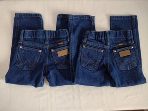 Wrangler Slim Fit Dark Wash Jeans With Adjustable Waistband Boy's 4 Pair Of 2 - Picture 1 of 7