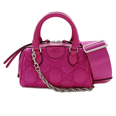 Bolso GUCCI Damas GG Matelasse 2 Vías Nylon Cuero Rosa Metal Accesorios 702251 Foto 1 de 4