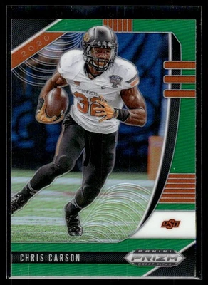 2020 Panini Prizm Draft Picks Green Chris Carson Oklahoma State Cowboys #14 - Image 1 of 2