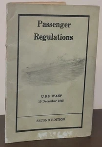 1945 WWII USS Wasp Passenger Regulations Booklet Ship Navy WW2 Aircraft Carrier - Picture 1 of 5