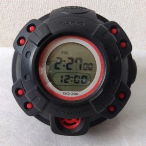 Casio GQ-200 Reloj Despertador Digital Negro Rojo EL Retroiluminación Exterior De Colección Japón - Imagen 1 de 11