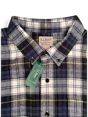 Camisa de franela escocesa a cuadros LL Bean para hombre XXL alta 228066 verde suave 100 % algodón Foto 1 de 4
